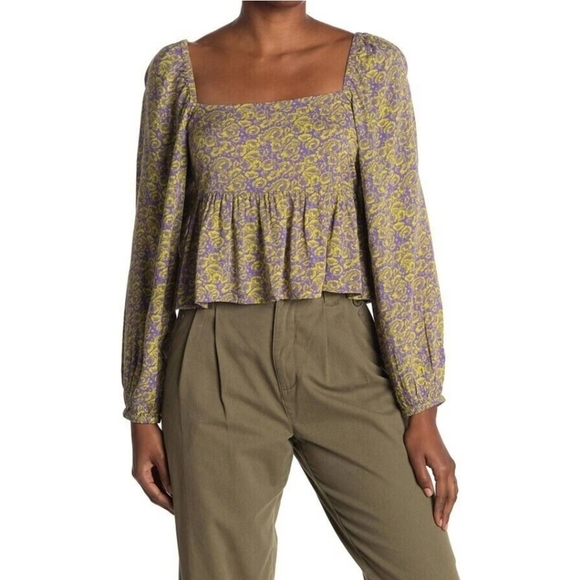 ABOUND paisley smock top with peplum M - Picture 1 of 9